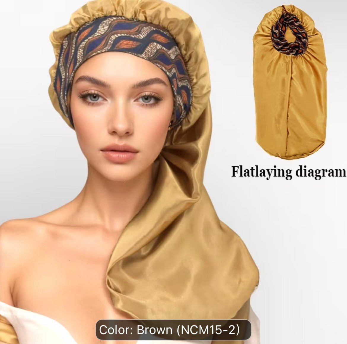 Long Satin Sleep Bonnet for Curly Hair, Braids & Dreadlocks – Polka Dot Print