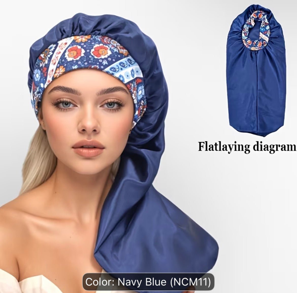 Long Satin Sleep Bonnet for Curly Hair, Braids & Dreadlocks – Polka Dot Print
