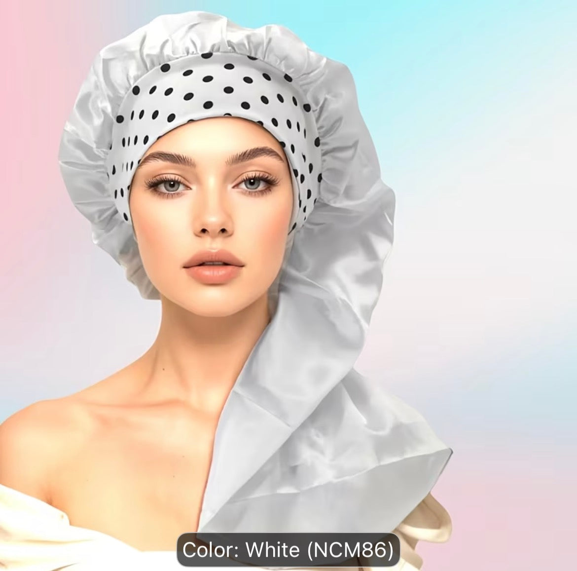 Long Satin Sleep Bonnet for Curly Hair, Braids & Dreadlocks – Polka Dot Print