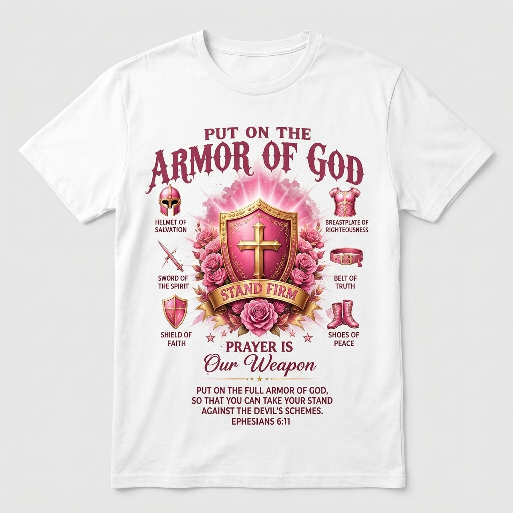 Women’s Christian Armor of God T-Shirt – Ephesians Faith & Prayer Tee